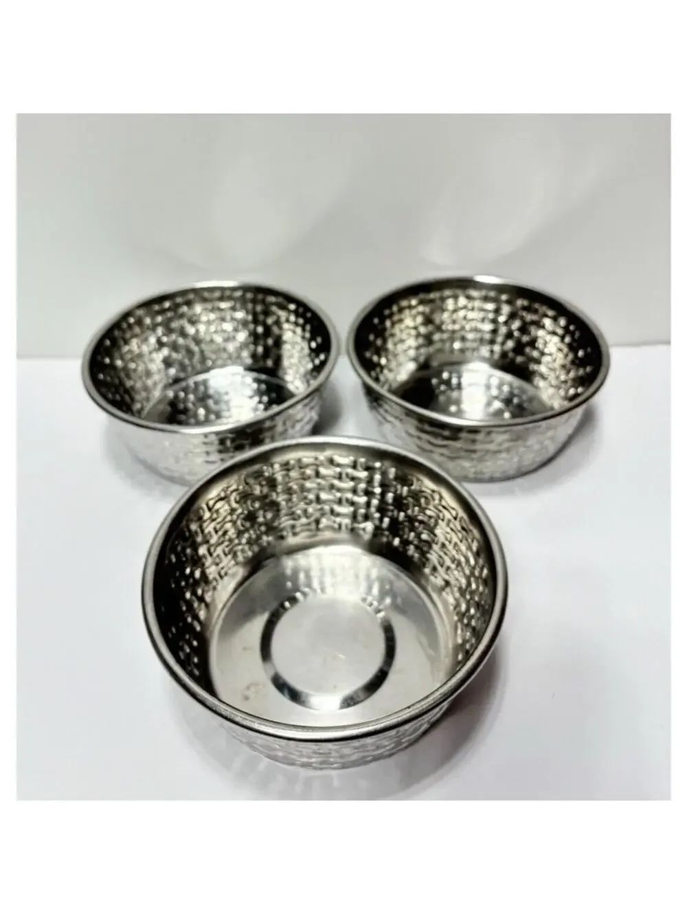 Dogit Silver Chrome Mini Bone Dog Bowls Set of 3 for Pets GUC As Is